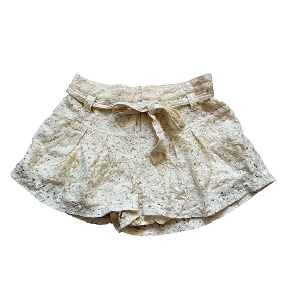 Free people Lace Ivory Womens Shorts With Belt Size 2 - Picture 2 of 10